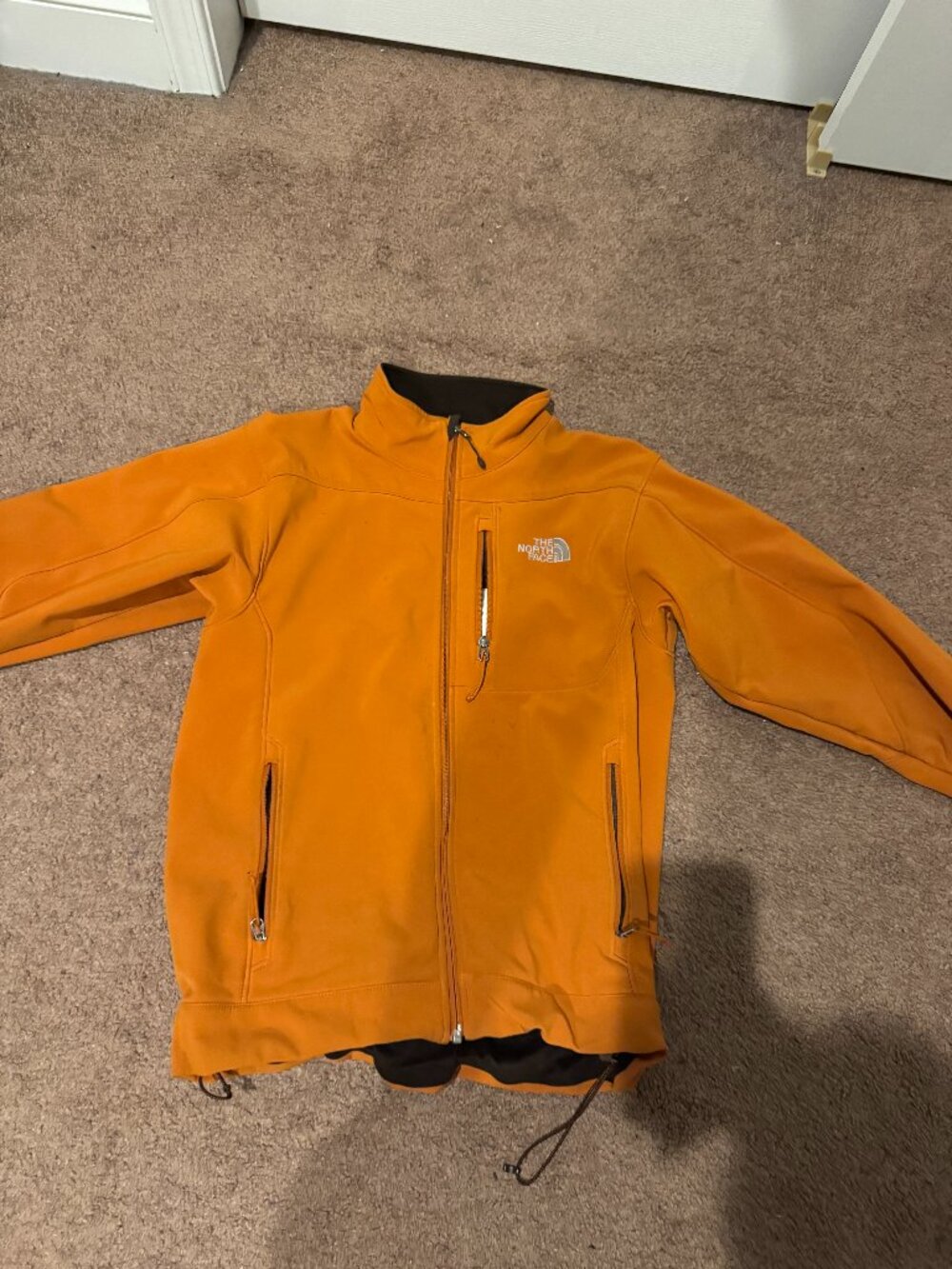 The North Face Apex Softshell Jacket Men’s Small Orange Full Zip Outdoor TNF